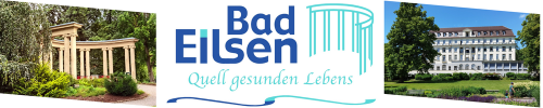Logo von Bad Eilsen mit einem Bild des Kurparks und des Fürstenhofs