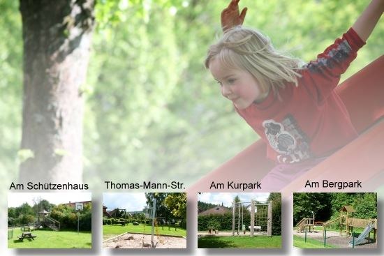 Spielplätze im Ort - Kind auf Schaukel