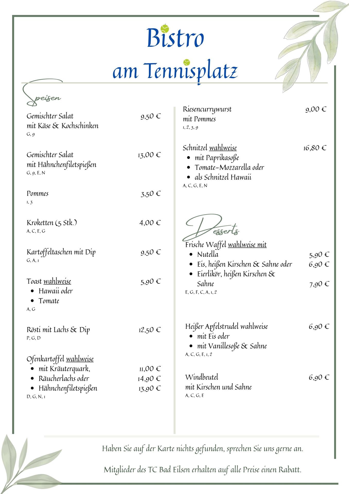 Bistro-Karte 1